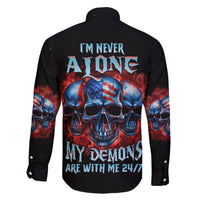 I'm Never Alone My Demons Are With Me 24/7 Family Matching Short Sleeve Bodycon Dress and Hawaiian Shirt - Wonder Print Shop