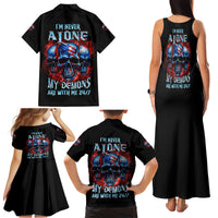 I'm Never Alone My Demons Are With Me 24/7 Family Matching Tank Maxi Dress and Hawaiian Shirt - Wonder Print Shop