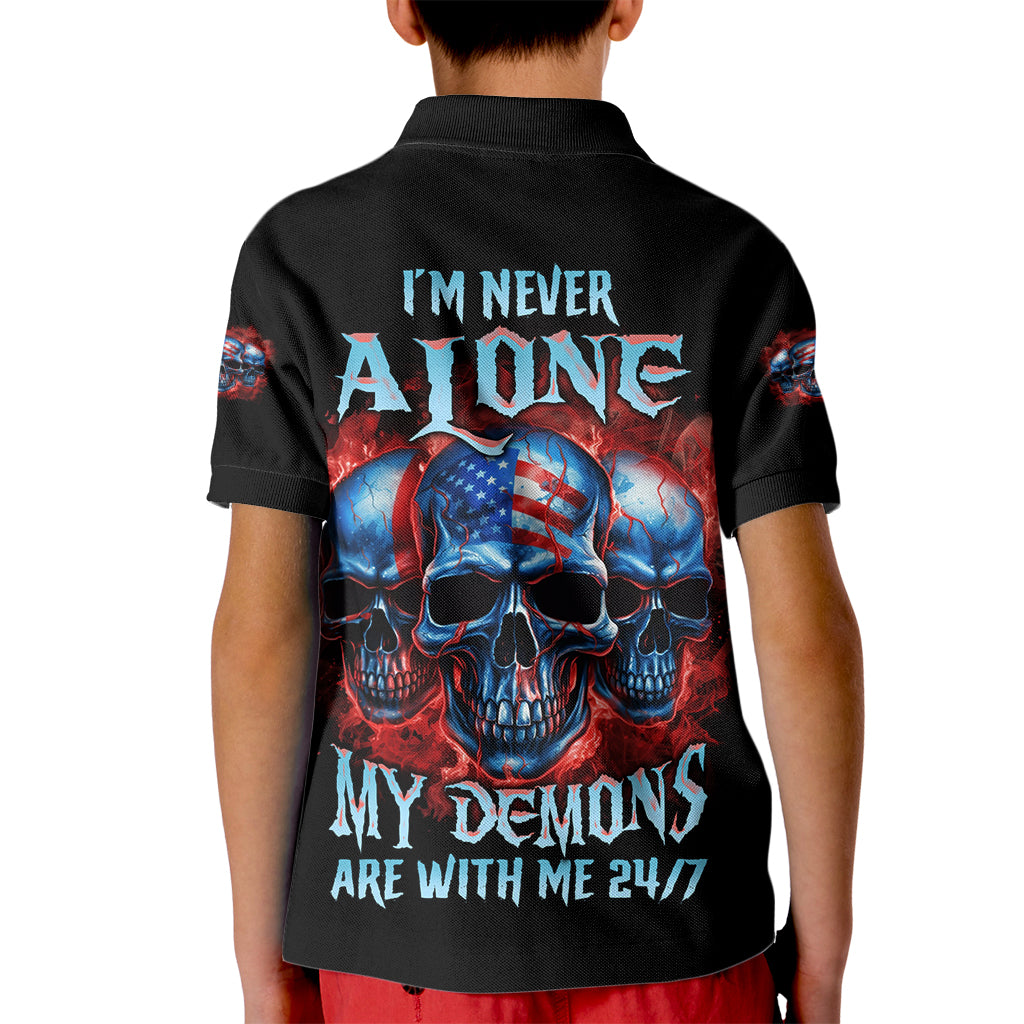 I'm Never Alone My Demons Are With Me 24/7 Kid Polo Shirt - Wonder Print Shop