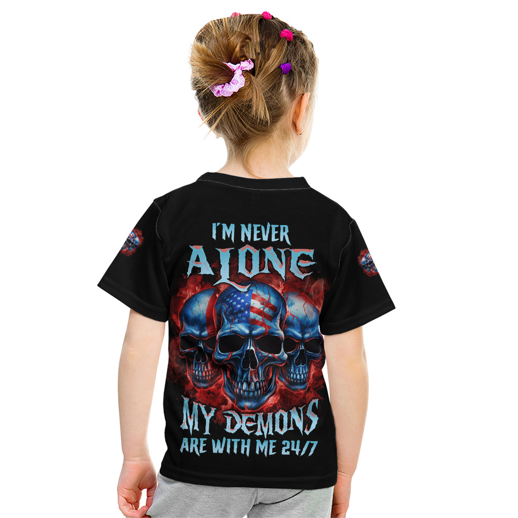 I'm Never Alone My Demons Are With Me 24/7 Kid T Shirt - Wonder Print Shop
