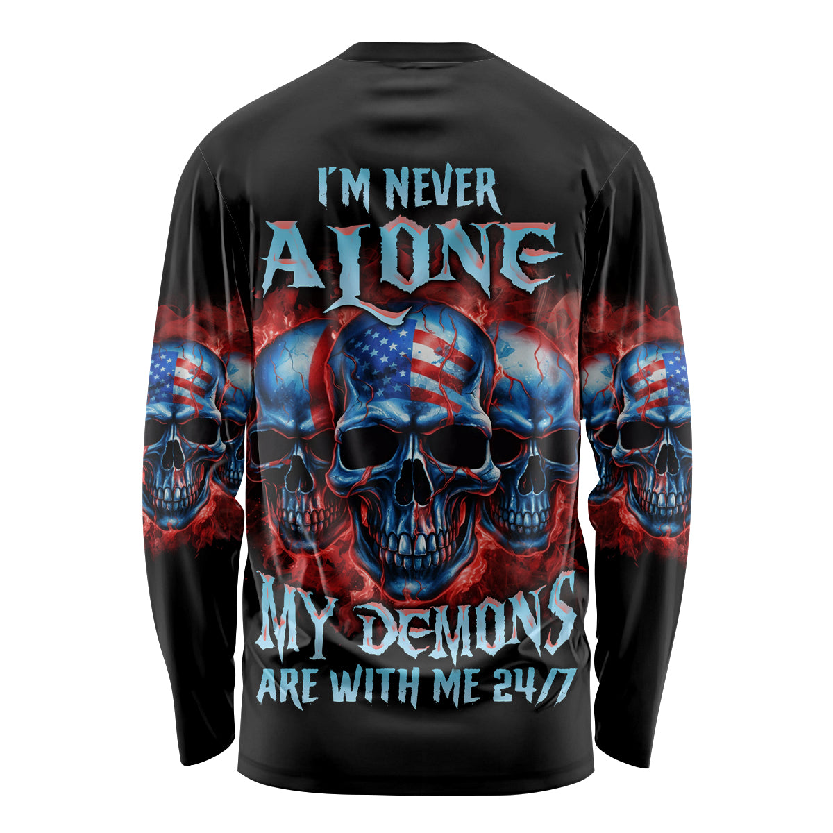 I'm Never Alone My Demons Are With Me 24/7 Long Sleeve Shirt - Wonder Print Shop