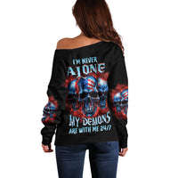 I'm Never Alone My Demons Are With Me 24/7 Off Shoulder Sweater - Wonder Print Shop