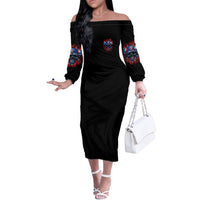 I'm Never Alone My Demons Are With Me 24/7 Off The Shoulder Long Sleeve Dress - Wonder Print Shop