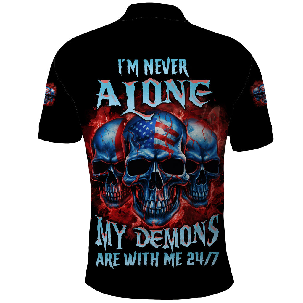 I'm Never Alone My Demons Are With Me 24/7 Polo Shirt - Wonder Print Shop
