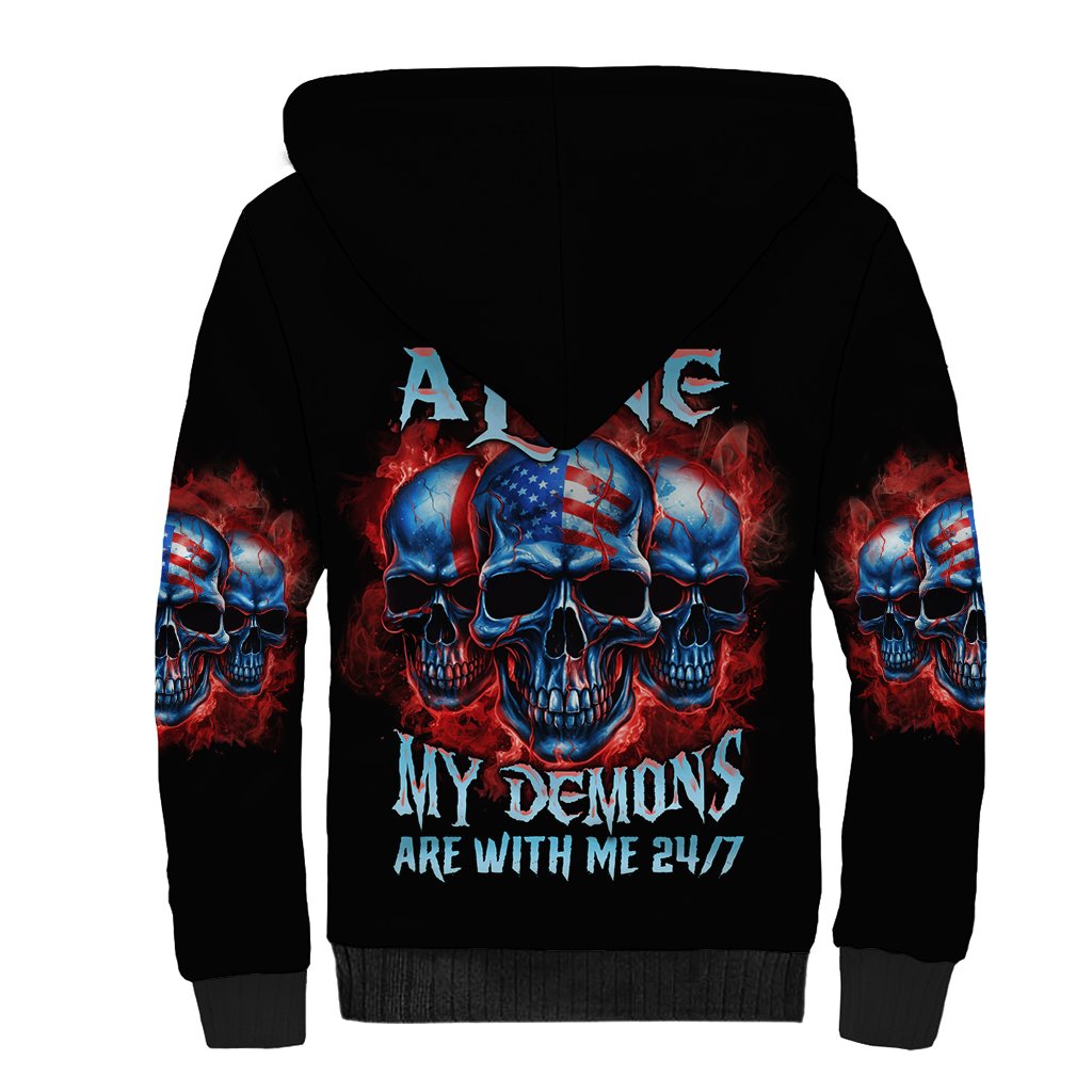 I'm Never Alone My Demons Are With Me 24/7 Sherpa Hoodie - Wonder Print Shop