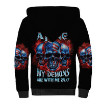 I'm Never Alone My Demons Are With Me 24/7 Sherpa Hoodie - Wonder Print Shop