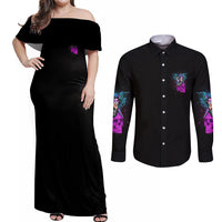 In My Next Life - I Want To Be The Karma Fairy Couples Matching Off Shoulder Maxi Dress and Long Sleeve Button Shirt - Wonder Print Shop