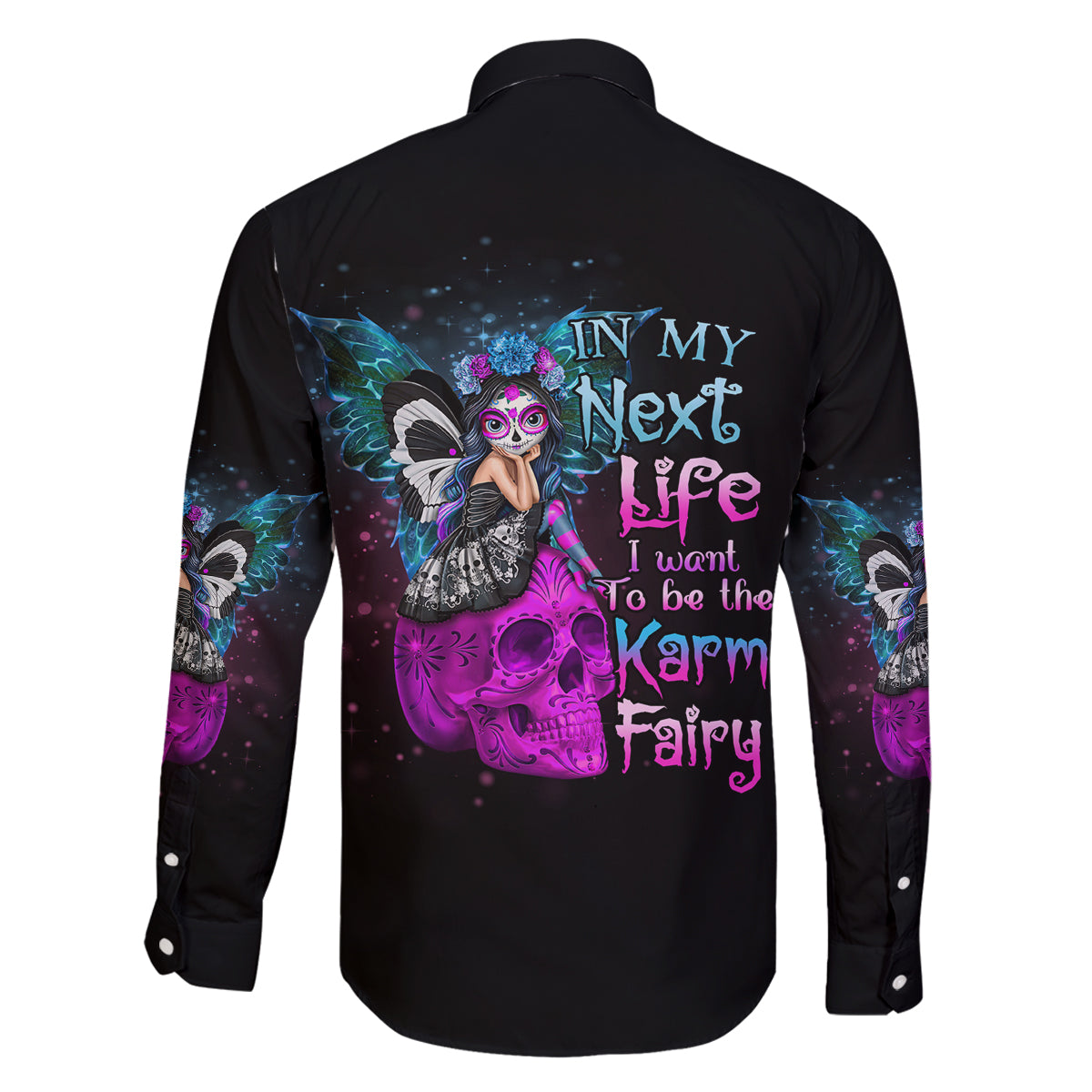 In My Next Life - I Want To Be The Karma Fairy Family Matching Off Shoulder Short Dress and Hawaiian Shirt - Wonder Print Shop