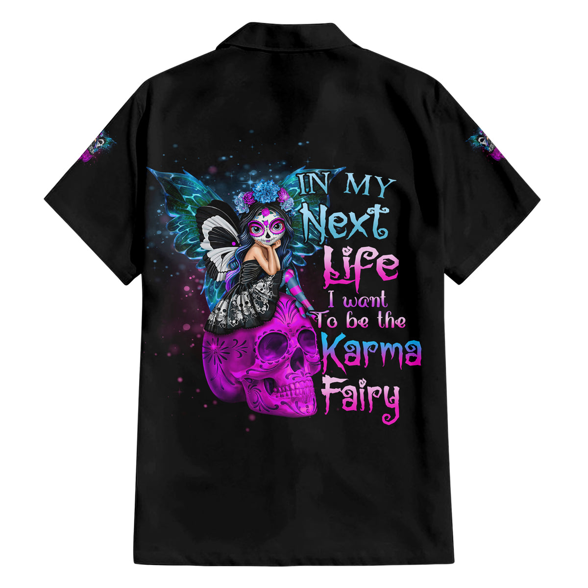 In My Next Life - I Want To Be The Karma Fairy Family Matching Short Sleeve Bodycon Dress and Hawaiian Shirt - Wonder Print Shop