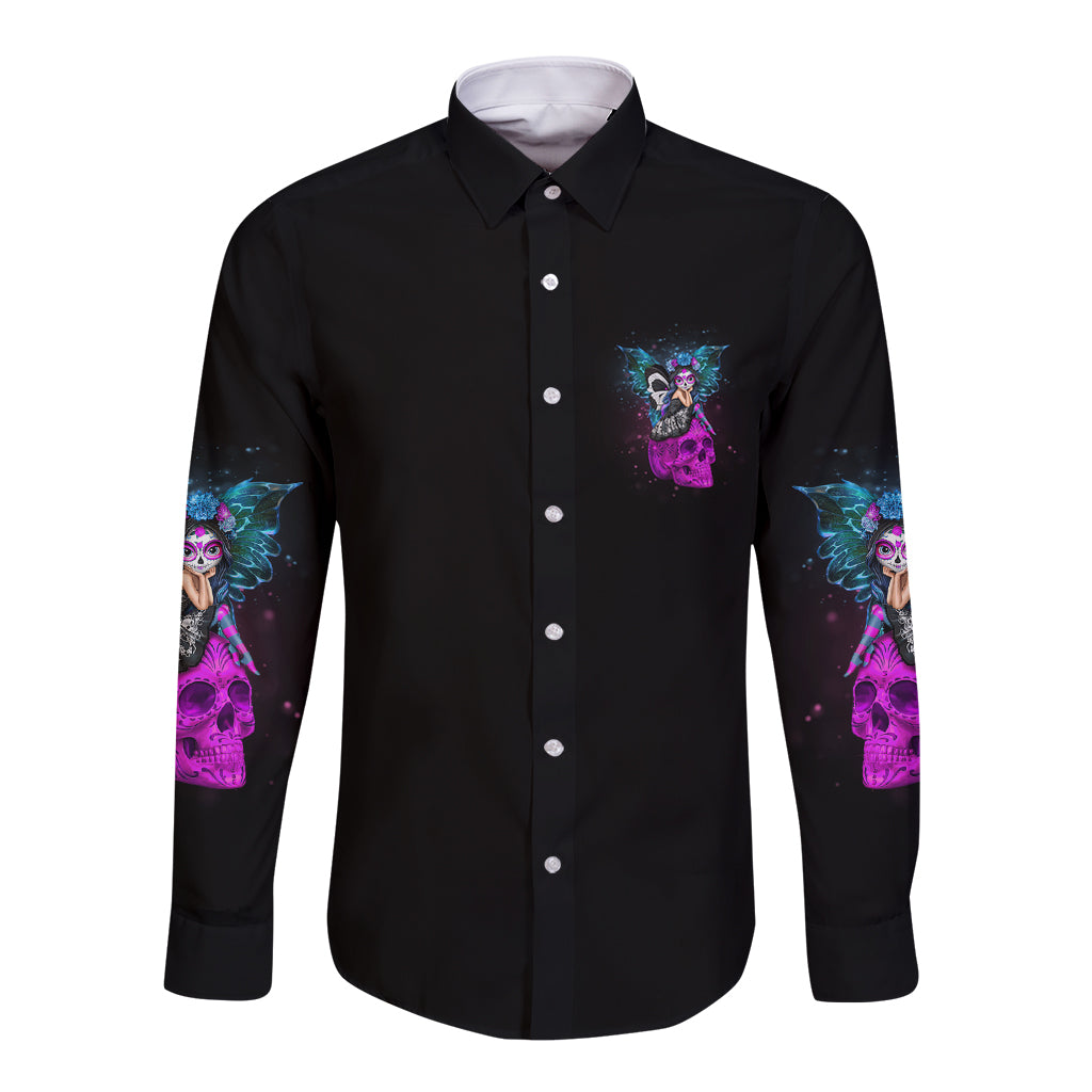 In My Next Life - I Want To Be The Karma Fairy Long Sleeve Button Shirt - Wonder Print Shop