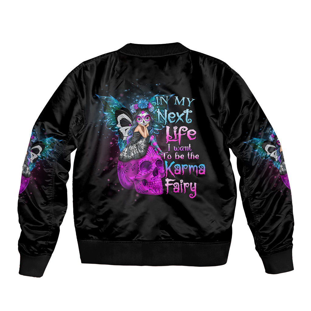 In My Next Life - I Want To Be The Karma Fairy Sleeve Zip Bomber Jacket - Wonder Print Shop