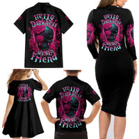 Hello Darkness My Old Friend Family Matching Long Sleeve Bodycon Dress and Hawaiian Shirt - Wonder Print Shop