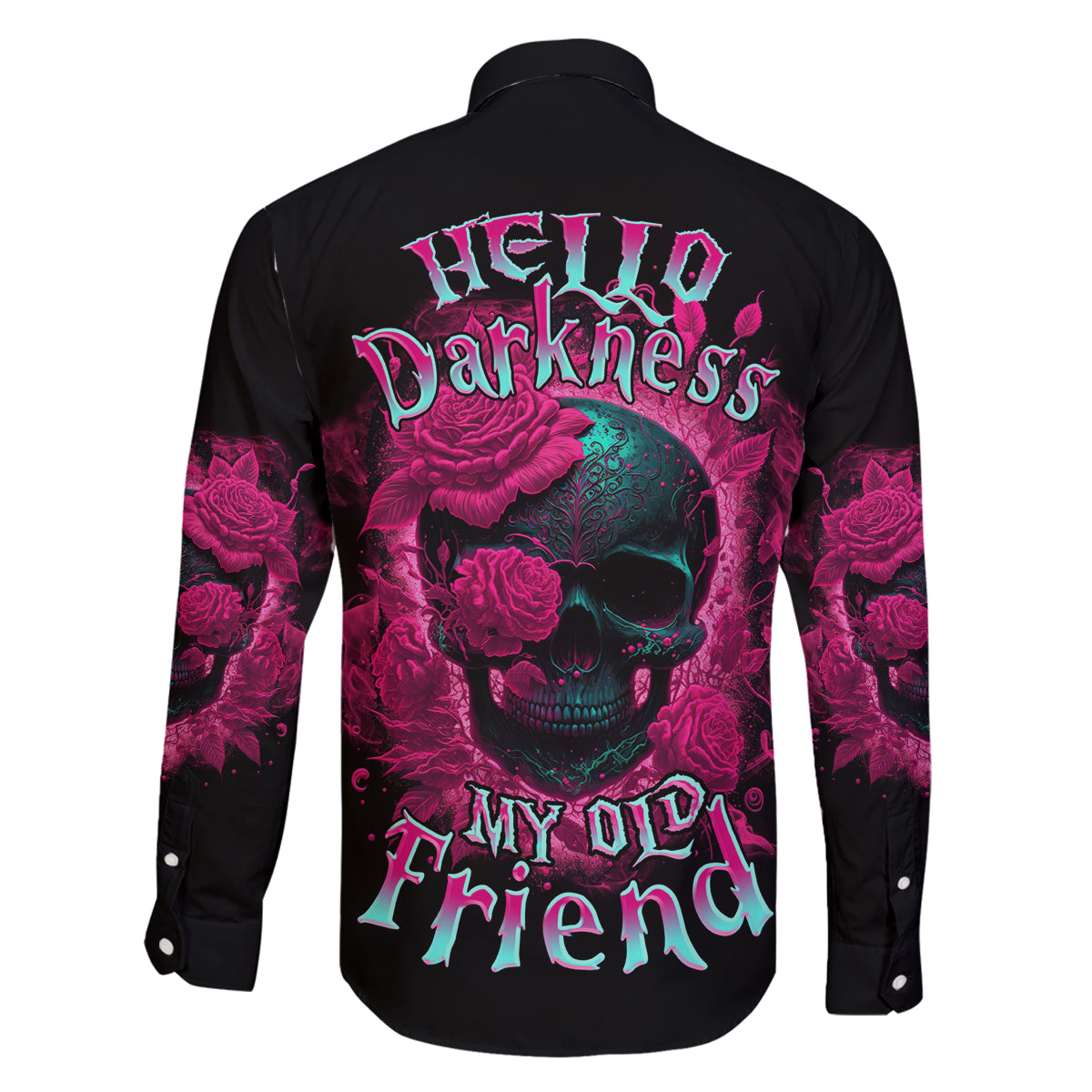 Hello Darkness My Old Friend Family Matching Long Sleeve Bodycon Dress and Hawaiian Shirt - Wonder Print Shop