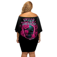 Hello Darkness My Old Friend Family Matching Off Shoulder Short Dress and Hawaiian Shirt - Wonder Print Shop