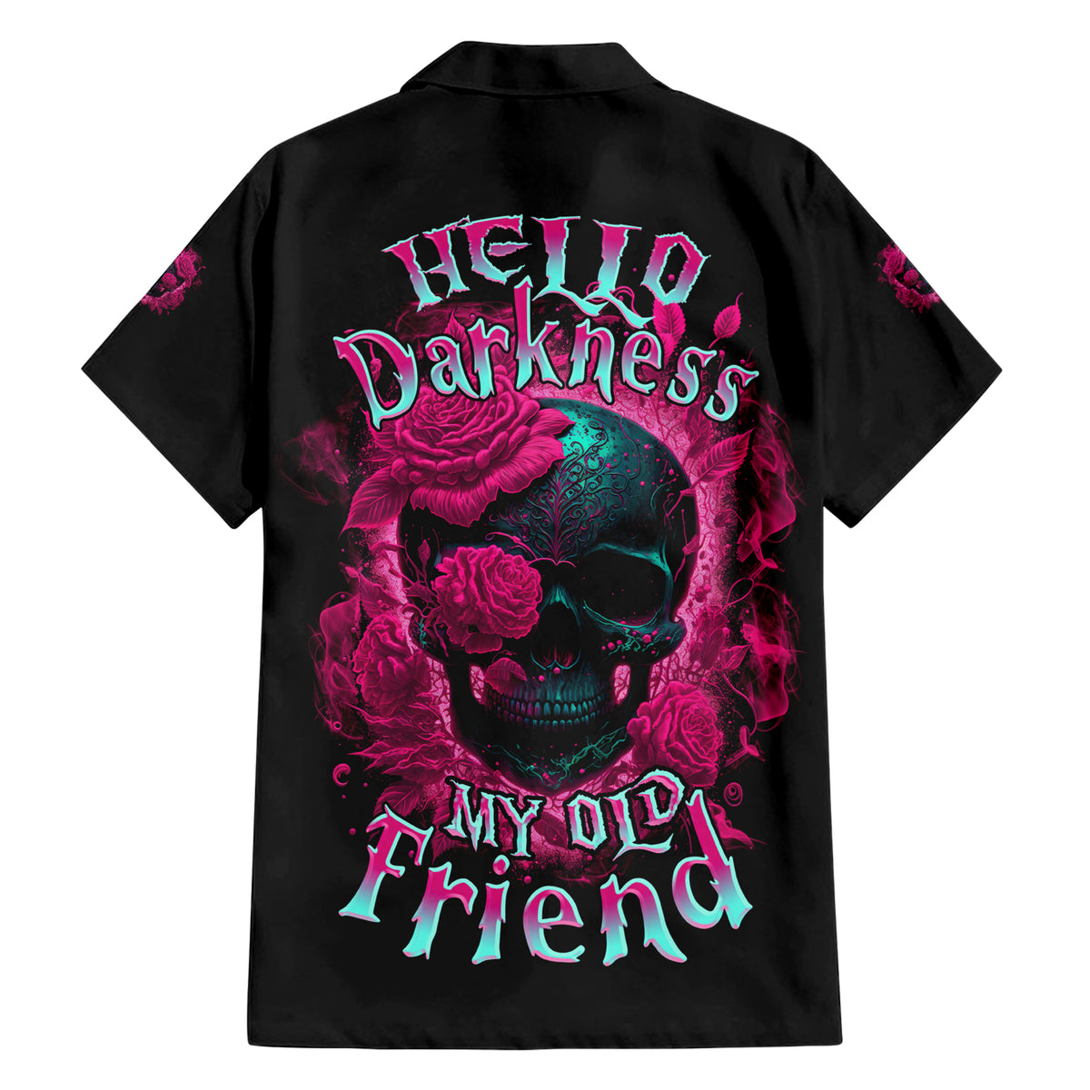 Hello Darkness My Old Friend Family Matching Short Sleeve Bodycon Dress and Hawaiian Shirt - Wonder Print Shop