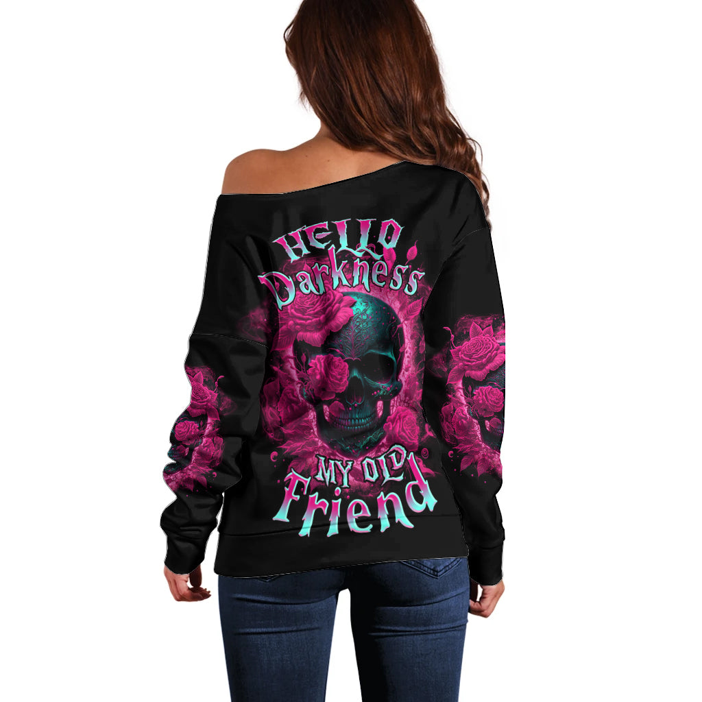 Hello Darkness My Old Friend Off Shoulder Sweater - Wonder Print Shop
