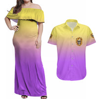 I'm Blunt Because God Rolled Me Sunflower Couples Matching Off Shoulder Maxi Dress and Hawaiian Shirt - Wonder Print Shop