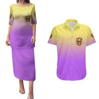 I'm Blunt Because God Rolled Me Sunflower Couples Matching Puletasi Dress and Hawaiian Shirt - Wonder Print Shop