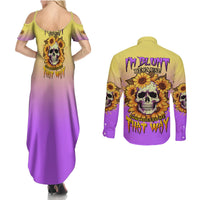 I'm Blunt Because God Rolled Me Sunflower Couples Matching Summer Maxi Dress and Long Sleeve Button Shirt - Wonder Print Shop