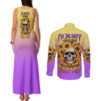 I'm Blunt Because God Rolled Me Sunflower Couples Matching Tank Maxi Dress and Long Sleeve Button Shirt - Wonder Print Shop
