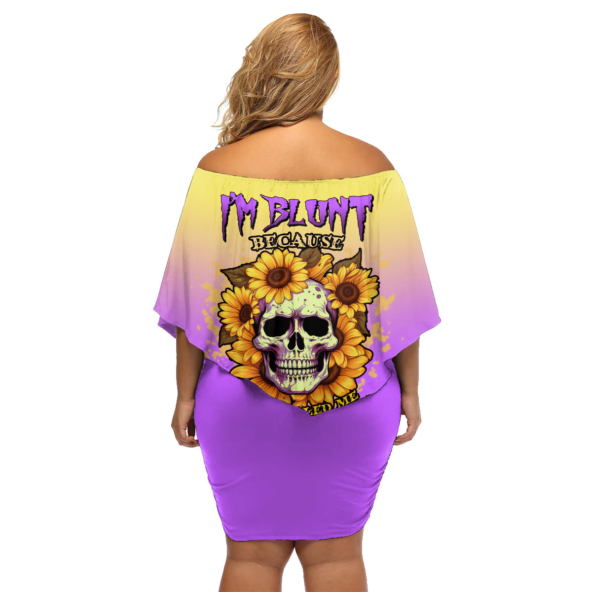 I'm Blunt Because God Rolled Me Sunflower Family Matching Off Shoulder Short Dress and Hawaiian Shirt - Wonder Print Shop