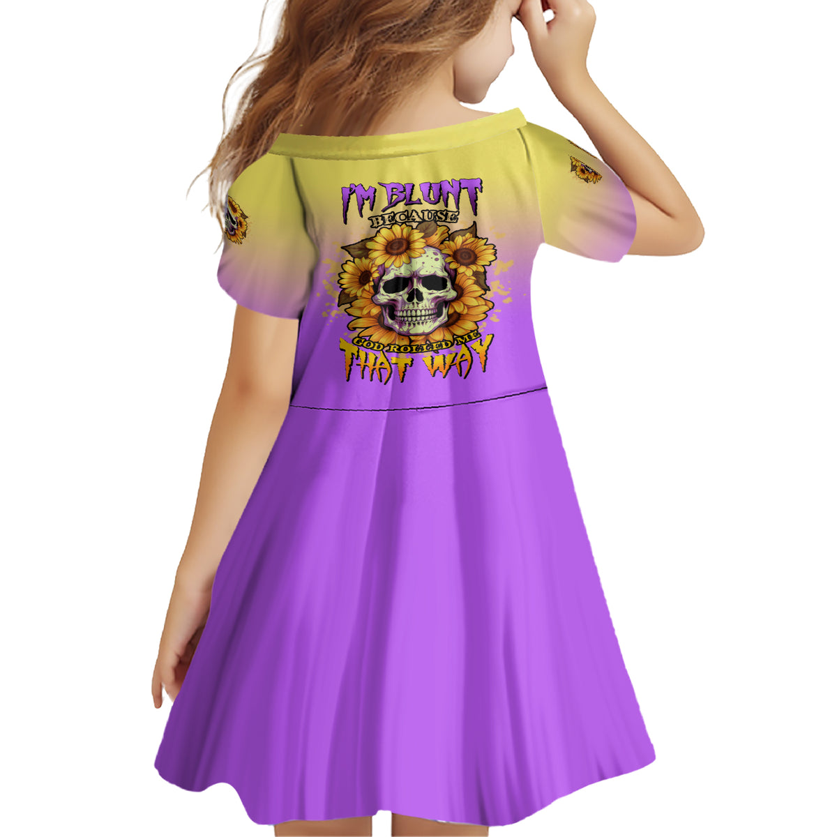 I'm Blunt Because God Rolled Me Sunflower Family Matching Short Sleeve Bodycon Dress and Hawaiian Shirt - Wonder Print Shop