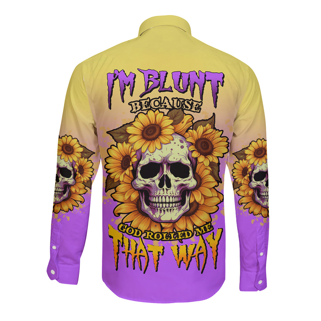 I'm Blunt Because God Rolled Me Sunflower Long Sleeve Button Shirt - Wonder Print Shop