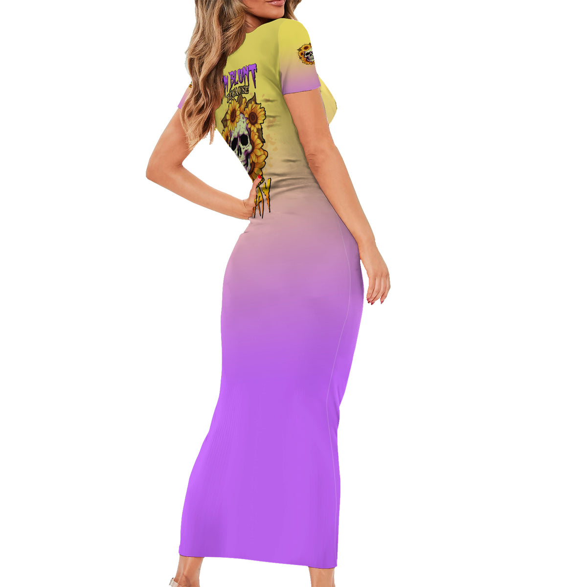 I'm Blunt Because God Rolled Me Sunflower Short Sleeve Bodycon Dress - Wonder Print Shop