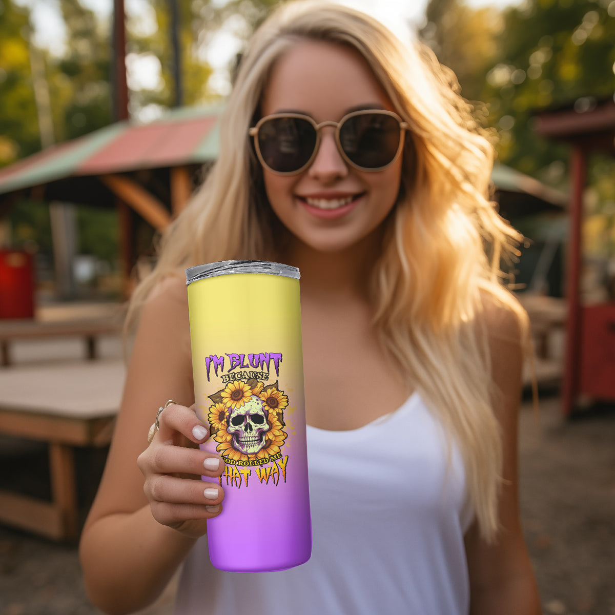 I'm Blunt Because God Rolled Me Sunflower Skinny Tumbler - Wonder Print Shop