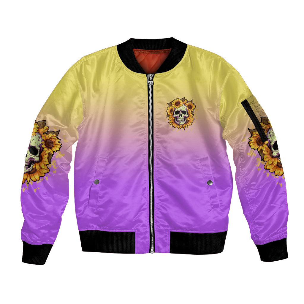 I'm Blunt Because God Rolled Me Sunflower Sleeve Zip Bomber Jacket - Wonder Print Shop