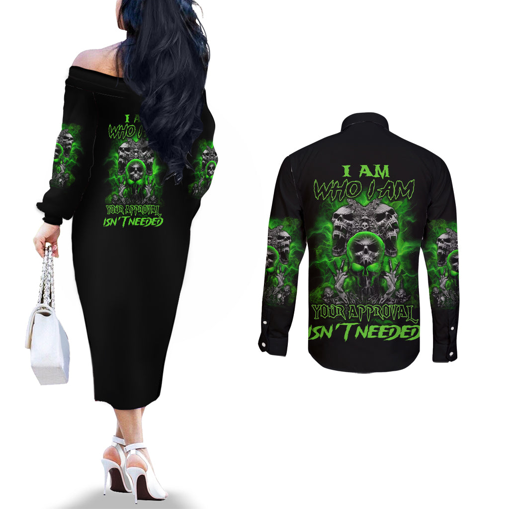 i-am-who-i-am-skull-couples-matching-off-the-shoulder-long-sleeve-dress-and-long-sleeve-button-shirt