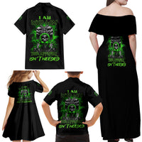 I Am Who I Am Skull Family Matching Off Shoulder Maxi Dress and Hawaiian Shirt - Wonder Print Shop