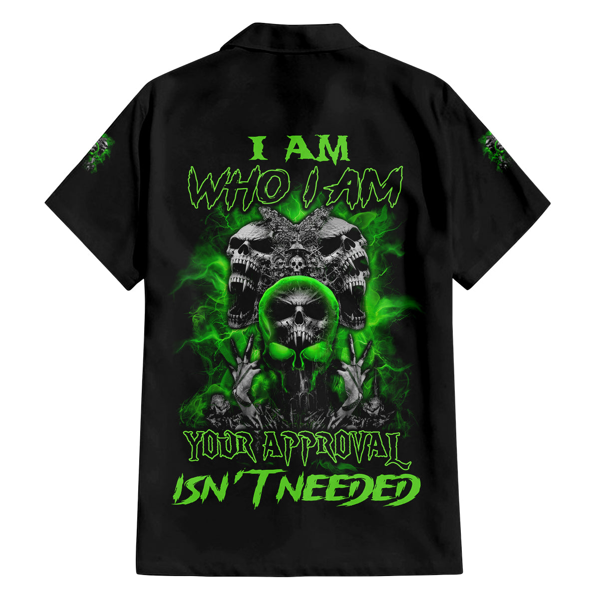 I Am Who I Am Skull Family Matching Off Shoulder Maxi Dress and Hawaiian Shirt - Wonder Print Shop
