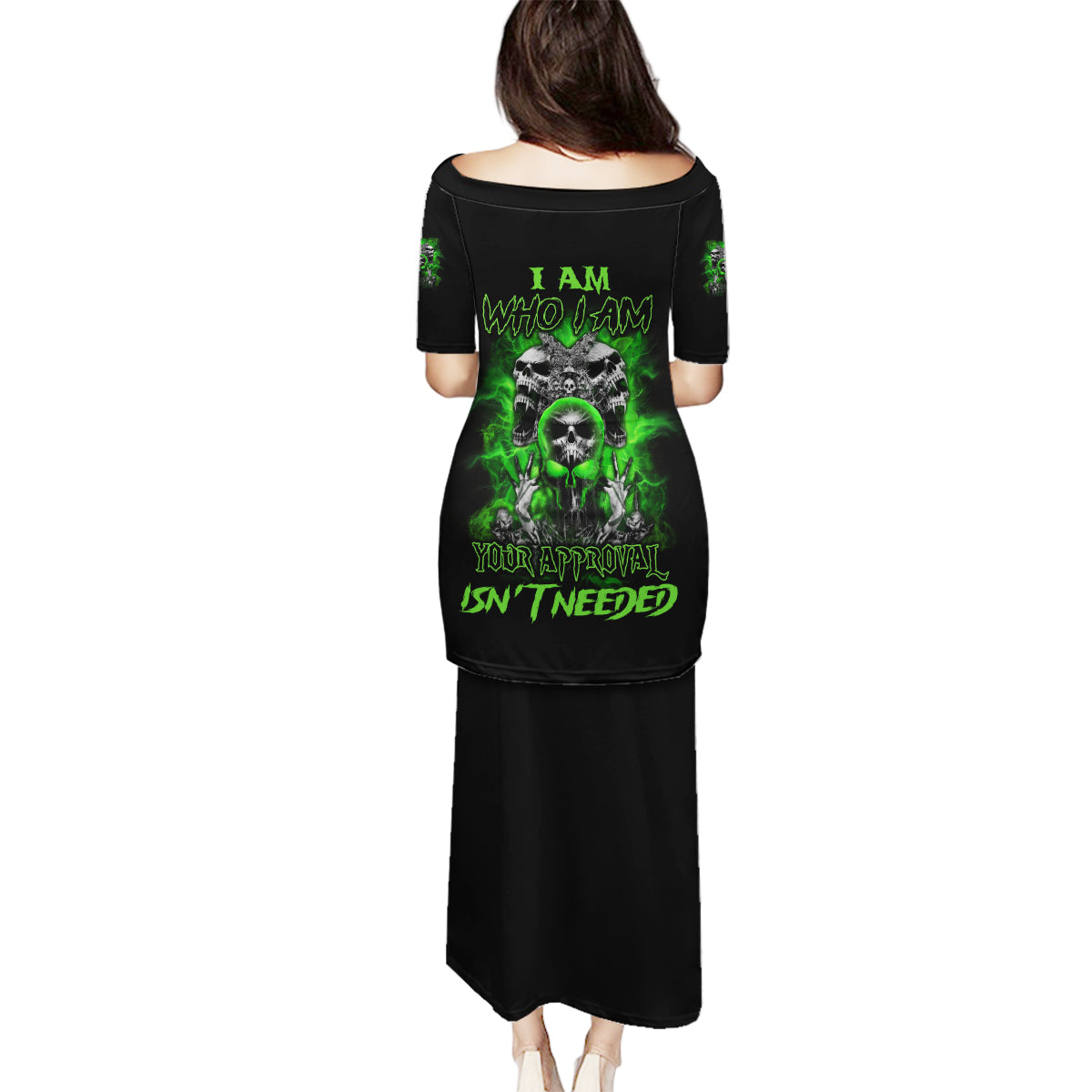 I Am Who I Am Skull Family Matching Puletasi Dress and Hawaiian Shirt - Wonder Print Shop