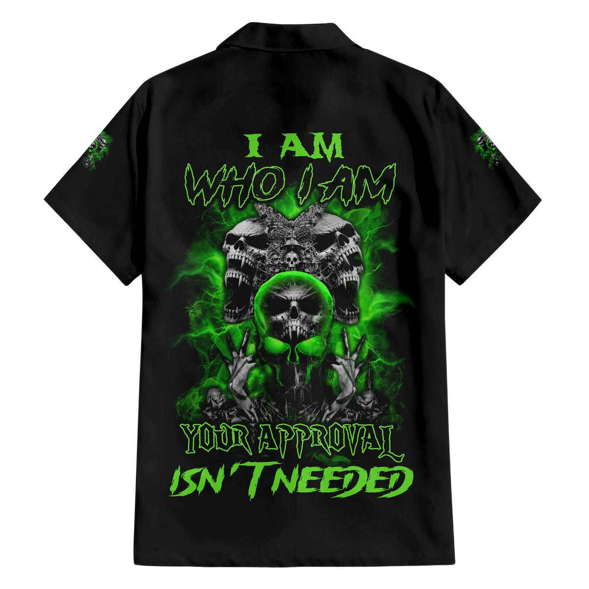 I Am Who I Am Skull Family Matching Short Sleeve Bodycon Dress and Hawaiian Shirt - Wonder Print Shop