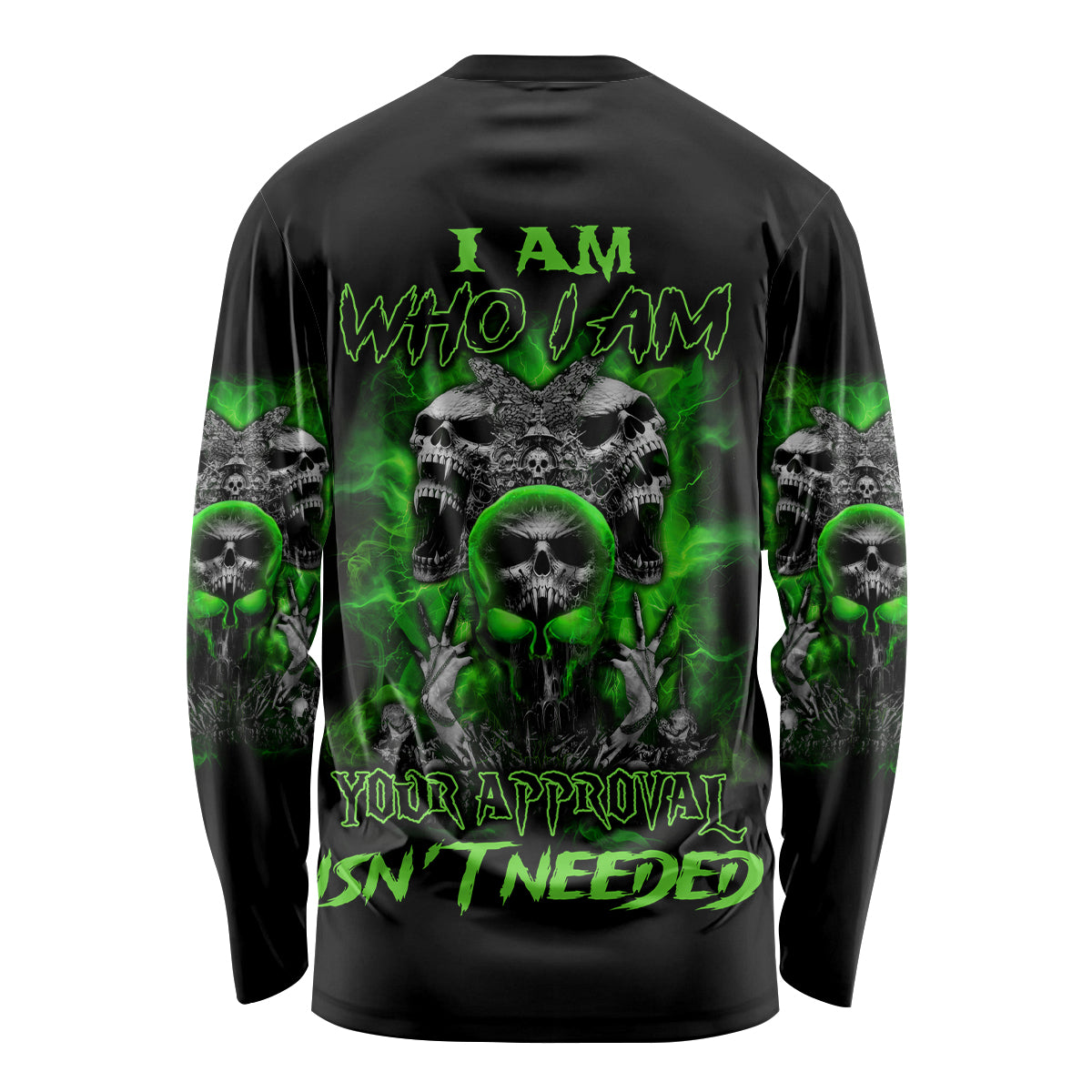 I Am Who I Am Skull Long Sleeve Shirt - Wonder Print Shop