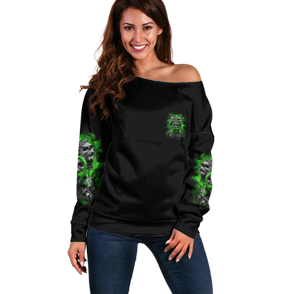 I Am Who I Am Skull Off Shoulder Sweater - Wonder Print Shop