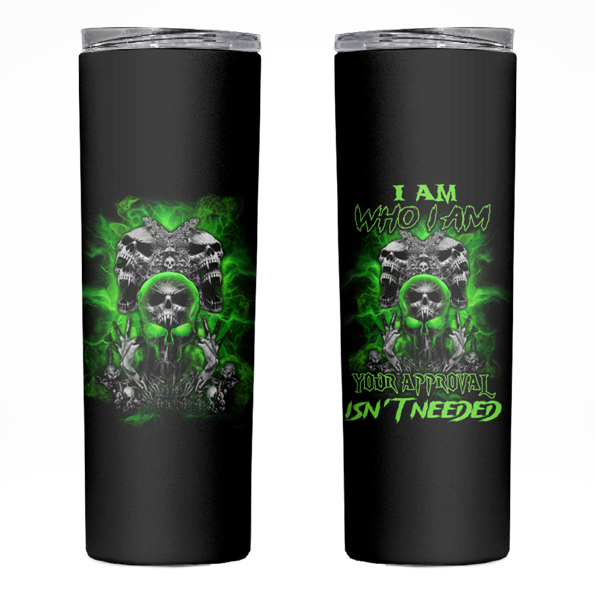 I Am Who I Am Skull Skinny Tumbler - Wonder Print Shop