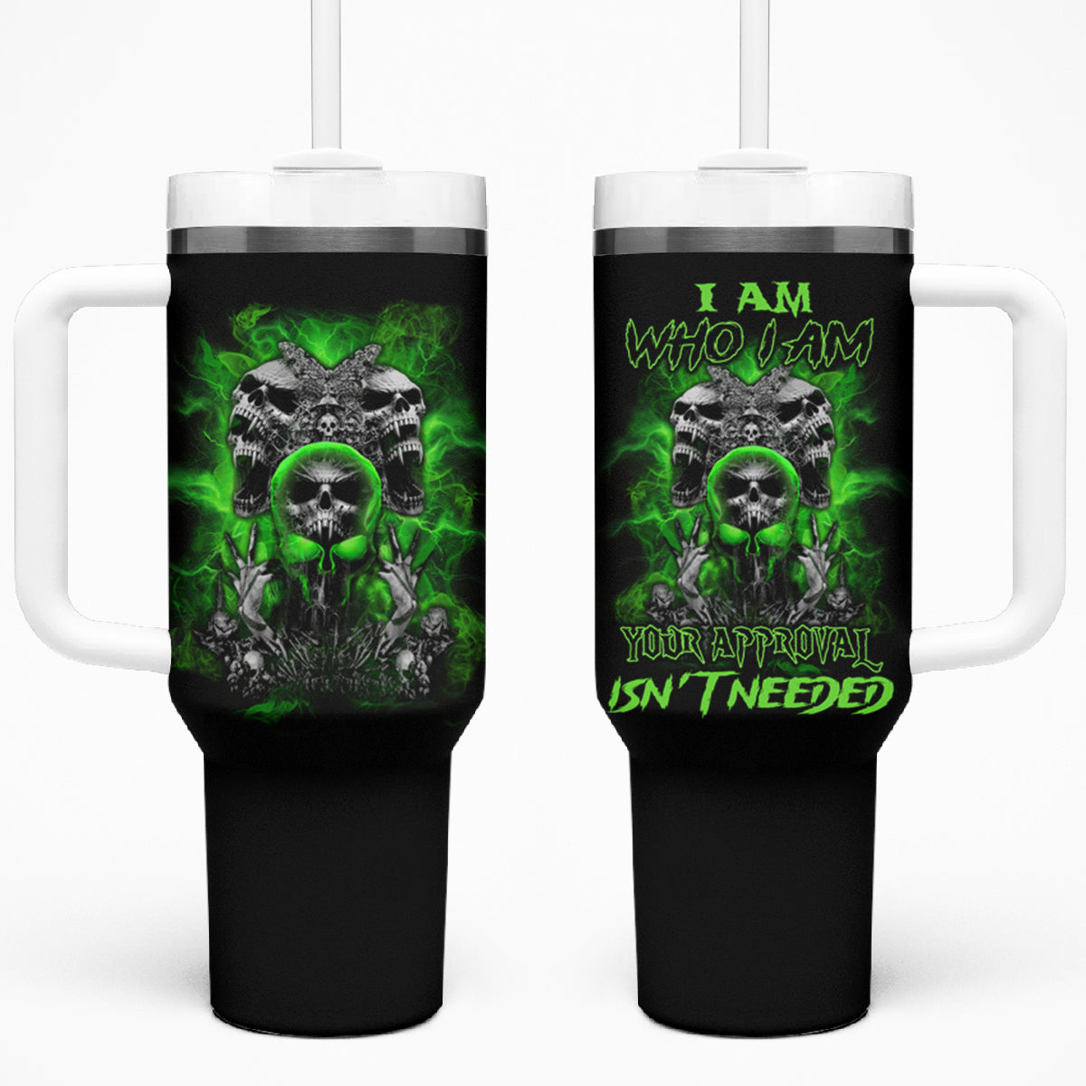 I Am Who I Am Skull Tumbler With Handle - Wonder Print Shop