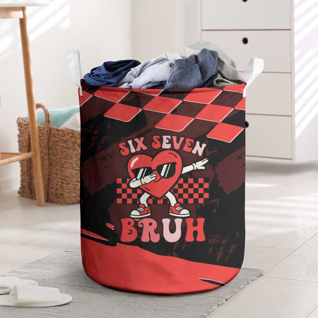 Six Seven Bruh Heart Laundry Basket 67 Meme Cool Valentine’s Day Character Dabbing