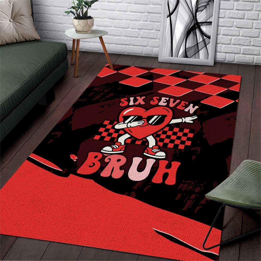 Six Seven Bruh Heart Area Rug 67 Meme Cool Valentine’s Day Character Dabbing