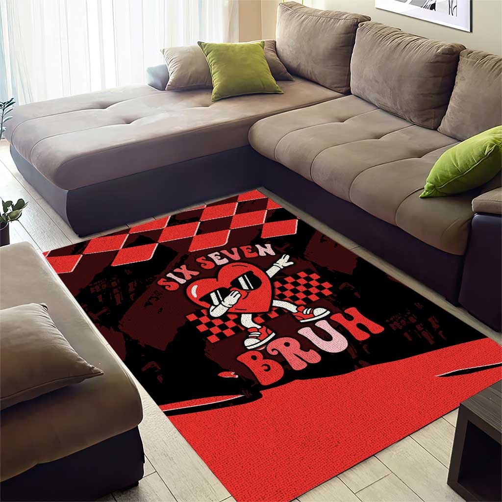 Six Seven Bruh Heart Area Rug 67 Meme Cool Valentine’s Day Character Dabbing