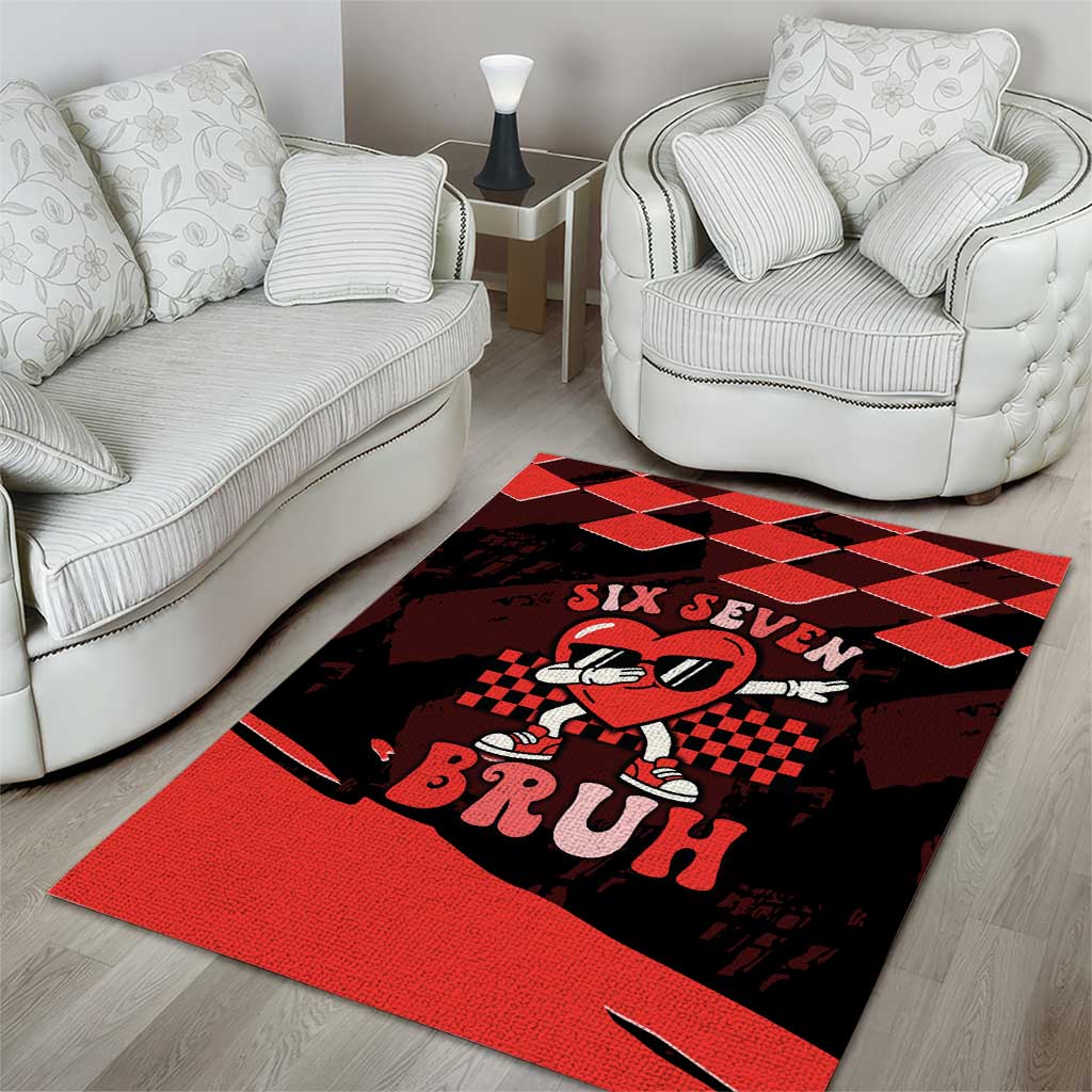 Six Seven Bruh Heart Area Rug 67 Meme Cool Valentine’s Day Character Dabbing