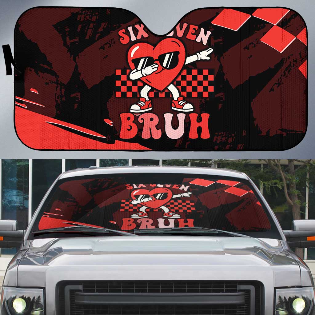 Six Seven Bruh Heart Auto Sun Shade 67 Meme Cool Valentine’s Day Character Dabbing