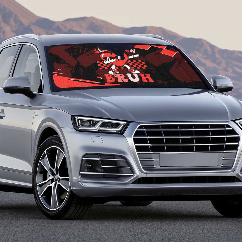 Six Seven Bruh Heart Auto Sun Shade 67 Meme Cool Valentine’s Day Character Dabbing