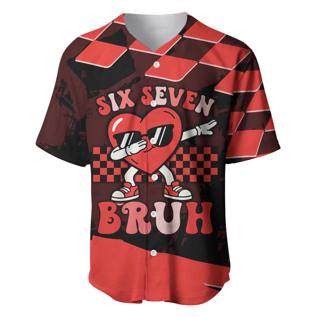 Six Seven Bruh Heart Baseball Jersey 67 Meme Cool Valentine’s Day Character Dabbing