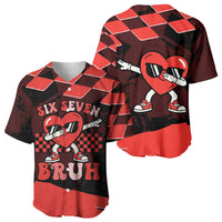 Six Seven Bruh Heart Baseball Jersey 67 Meme Cool Valentine’s Day Character Dabbing
