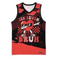 Six Seven Bruh Heart Basketball Jersey 67 Meme Cool Valentine’s Day Character Dabbing
