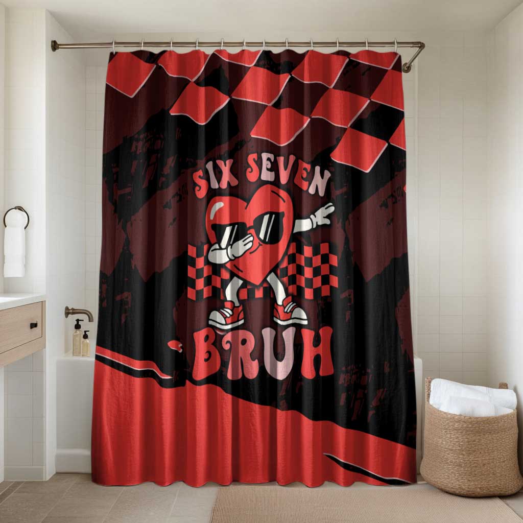 Six Seven Bruh Heart Bathroom Set 67 Meme Cool Valentine’s Day Character Dabbing