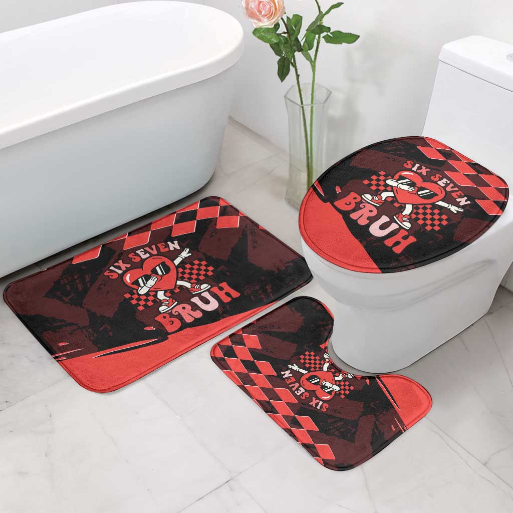 Six Seven Bruh Heart Bathroom Set 67 Meme Cool Valentine’s Day Character Dabbing